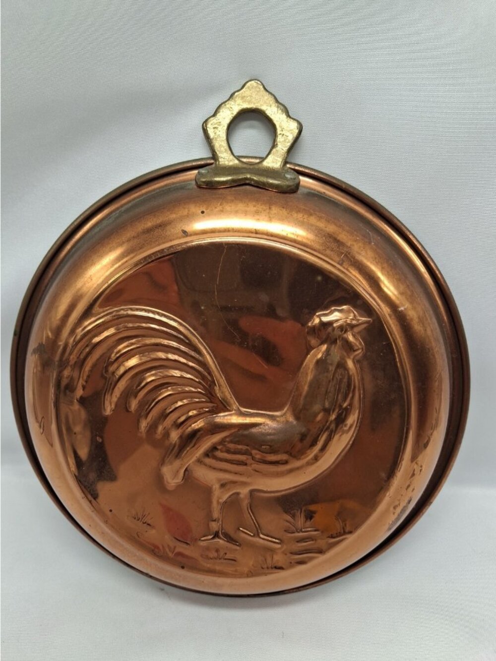 VTG ODI Korea Copper Chicken Mold Brass Wall Hanging Kitchen Decor 7.75"